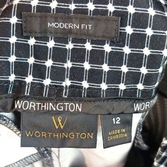 Worthington Women's Modern Fit black and white diamond pattern capri pants sz 12 - Picture 7 of 9